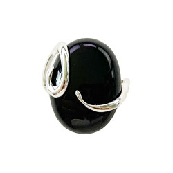Bague Onyx Noir "Océane" en Argent
