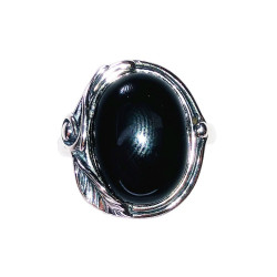 Bague Onyx Noir "Justine" en Argent