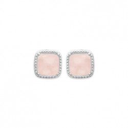 Boucles d'oreilles quartz rose "Constantine" - Argent