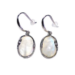 Boucles d'oreilles pierre de lune "Capucine" - Argent