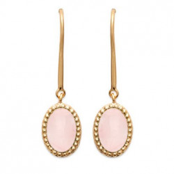 Boucles d'oreilles quartz rose "Alexandra" - Plaqué or